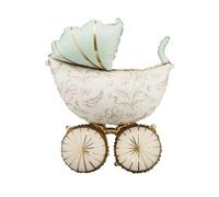 PartyDeco vintage en forme de poussette de bébé 58,4 x 73,6 cm - Grand ballon en aluminium pour décorations de fête prénatale - Fête de révélation du sexe - Vert pastel et doré