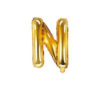 PartyDecoFB2M-N-019 Ballon Mylar en forme de lettre N Or 35 cm anniversaire adulte enfant couleur