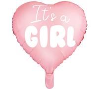 Partydeco (ENTREGES Rapides) Ballon métallisé 18" Cœur Rose Texte It's A Girl (C'est Une Fille)