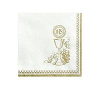 Partydeko Lot de 20 serviettes de table pour première communion, confirmation, baptême, décoration de table