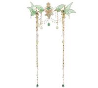 PartyforU Couronne de fée papillon verte pour femme de la Renaissance, coiffe d'elfe vintage avec pompon pour séance photo de mariage