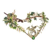 PartyforU Couronne d'elfe des bois pour cosplay, coiffe de fée florale avec dragon et lune pour costume de la Renaissance pour femme