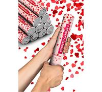 Partyjoker 10 Canons à Confettis en forme de Cœurs - Confettis en papier FSC®- Faciles et Sûrs à Utiliser - Trajectoire de 5 à 8 mètres