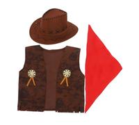 PartyKindom 1 Ensemble Costume de Cowgirl pour Comprend Bandana Gilet et Chapeau Tenue Western pour Halloween et Jeux de Rôle Wild West