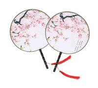 PartyKindom 1 Jeu Éventail Rond Éventail en Soie Éventail Traditionnel Chinois Ventilateur De Parure Éventail en Dentelle Soutenir Ventilateur À Main Éventail De Style Chinois Bois 2 Pièces