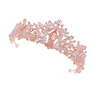 PartyKindom 1 pièce Couronne de Mariage Cristal Diadème Élégant Rhinestones Diamant Rose Accessoire de Mariée Luxueux et pour et Événements Spéciaux