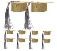 PartyKindom 10 Pièces Décoration De Chapeau De Docteur Cap Décorations De Fête De Remise des Diplômes Décoration des De Remise des Diplômes Chapeau De Rose Violet Papier Doré