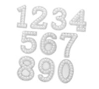 PartyKindom 10 Pièces Set de Patchs Numéros Perles Imitation Autocollants Strass DIY pour Couture et Bricolage Stickers Autoadhésifs pour Décoration Téléphones Carnets et Sacs Kit Créatif