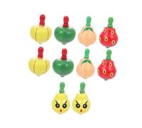 PartyKindom 10 pièces Toupies Bois Forme Fruits Éducatif Décompression pour Garçon Fille Développement Cognitif Coordination Main-œil Cadeau Garçon Fille Ans et Plus