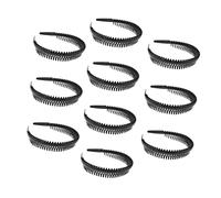 PartyKindom 10pièces Lot De Bandeaux Cheveux Antidérapants à Dents Longues Serre-têtes Rigides Pour Femmes Et Filles Accessoires Coiffure Confortables Et Sportifs Noir