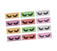 PartyKindom 12 Faux Cils Naturels Denses Colorés pour Fête et Usage Extensions de Cils Artificiels Mix