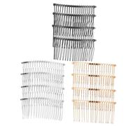 PartyKindom 12 pièces Lot de Peignes Cheveux Métalliques à Dents Accessoires Décoratifs pour Chignons Résistants Rouille Élégants pour Mariage et Or Blanc Noir