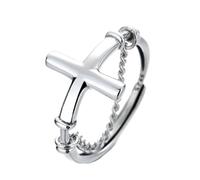 PartyKindom 1Pièce Ouverte Sterling Motif Croix Accessoire de Mode Chic pour Index pour Toutes Occasions