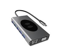 PartyKindom 1pièce Station Accueil USB Hub Type-c avec Port LAN Et Audio Adaptateur USB Pd Charge Rapide Connectez Plusieurs Périphériques pour Usage Domestique