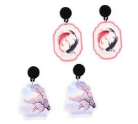 PartyKindom 2 Paires Ethniques Inspirés Style Chinois Motif Koi et Arbre pour Tenues et Occasions Festives