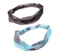 PartyKindom 2 pièces Bandeau de Yoga avec Bouton Serrage Bandeau Sportif Extensible et Respirant pour Femmes et Tie Dye Mode Lot de Vert Gris