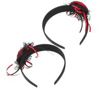 PartyKindom 2 pièces Bandeau Gothique Léger avec Roses Artificielles Serre-tête de Mariée Fantôme Halloween Accessoire Stable et Confortable pour Cosplay et Fête