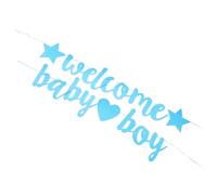 PartyKindom 2 Pièces Bannière Shower Garçon Décoration Réutilisable à Paillettes pour Fête Naissance et Gender Reveal Guirlande Accueil Kit Photo Backdrop Élégant