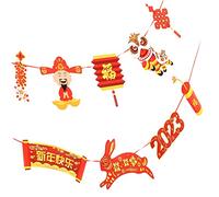 PartyKindom 2 pièces Bannière Suspendue de Fête Décorations pour An Chinois Accessoires de Décoration de Fête pour Accueil et Événements