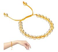 PartyKindom 2 Pièces Bracelet Citrine Ajustable Perles Naturelles Élégant pour Femmes et Adolescentes Cadeau Anniversaire et Festival Bijoux de Lithothérapie et Confortable