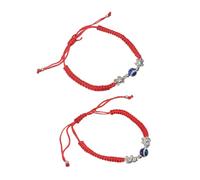 PartyKindom 2 pièces Bracelets Couple Ajustables Cordon Rouge avec Perles Bleu Œil Lot de Éléphant et Tortue et Fait Main Cadeau Saint-valentin et Anniversaire