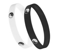 PartyKindom 2 pièces Bracelets Silicone pour Couples Lot de Bracelets Énergétiques Yin et Caoutchouc pour Hommes et Femmes Accessoire de Mode Élégant et Confortable