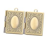 PartyKindom 2 Pièces Cadre photo pendentif médaillon de livre collier charme médison photo bijoux filles médaillon en forme de livre médaillon de mémoire Porte-photo pendentif de livres Métal