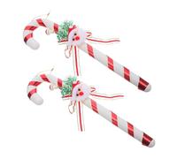 PartyKindom 2 Pièces Décoration de Noël Canne à Sucre Rouge et Blanc avec Père Noël Ornements Suspendus Plastique Torsadé pour Sapin et Lot