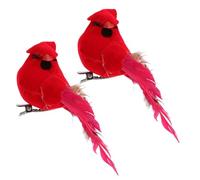 PartyKindom 2 Pièces Décorations de Noël Oiseaux Rouges Artificiels avec Clip Figurines Cardinales Réalistes pour Sapin et Guirlandes Accessoires Festifs Naturels et Élégants Lot