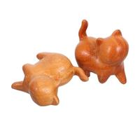 PartyKindom 2 Pièces Figurines Chat Sculptées Main Lot de Ornements Miniatures de Santal Vintage Décoration Murale et Bureau pour Salon Chambre Bureau