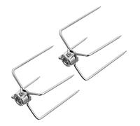 PartyKindom 2 pièces Fourchettes de Barbecue Acier Inoxydable Fourches Rôtissoire à Dents Décalées Outils Pratiques pour Brochettes et Poulet Résistantes