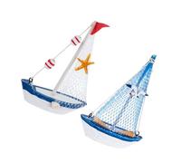 PartyKindom 2 Pièces Lot de Modèles Voiliers Décor Méditerranéen Compact Ornement de Bureau Décoration Nautique Intérieure