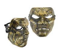 PartyKindom 2 Pièces Masque Romain de Cosplay Or en Plastique | Masque de Costume Médiéval, Masques de Mardi Gras, Confortable, Couverture Complète du Visage, Style Vintage