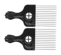 PartyKindom 2 pièces Peigne Afro Acier Inoxydable Lot de Peignes à Dents Longues pour Cheveux Bouclés Épais Accessoire de Coiffure et Hommes