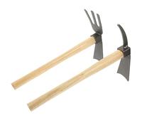 PartyKindom 2 pièces Petite Houe de Jardin Kit Outils de Jardinage à Manche Binette Portable pour Désherbage et Creusement Accessoires Pratiques pour Amateurs de Jardinage