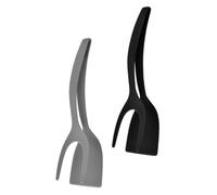 PartyKindom 2 pièces Pince à Steak Nylon Résistante Chaleur Pince de Cuisine avec Spatule pour Œufs et Steak Outils de Cuisson Lot de Gris et Noir