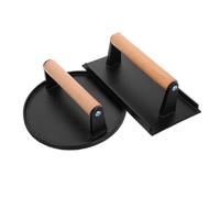 PartyKindom 2 pièces Presse à Viande Fonte avec Manche Plaques Longues Rectangulaires et Rondes pour Viandes Presse Burger Polyvalente Robuste pour Barbecue et Cuisson