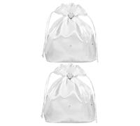 PartyKindom 2 Pièces Sac de Mariage à Cordon Blanc Élegant avec Coeur Pochette de Mariée Satin pour Cérémonies et Réceptions Western