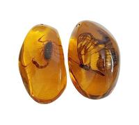 PartyKindom 2 Pièces Spécimen d'ambre de lame d'abeilles breloques pour bijoux collier pierre ambre polie breloque pendentif en cire d'abeille pendentifs breloques bricolage Couleur Aléatoire
