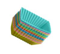 PartyKindom 24 pièces Moules à Muffins Silicone Rectangulaires Réutilisables Antiadhésifs pour Pâtisserie Maison Caissettes à Gâteaux Souples et Faciles à Nettoyer Couleur Couleur Aléatoire