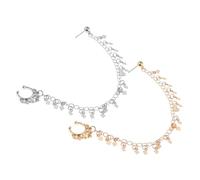 PartyKindom 2pièces Boucle Oreille-nez Chaîne Nez-oreille Boucles Oreilles Punk Pince-nez à Pompon Pince-nez