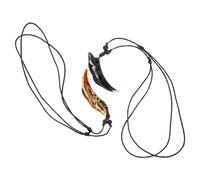 PartyKindom 2pièces Collier Pendentif Dents Requin Homme Noir Et Marron Style Unique Élégant Bijou Masculin