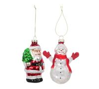 PartyKindom 2pièces Décoration Bonhomme Père Noël Verre Lot de Décorations De Noël Suspendues pour Sapin De Et Fêtes Hiver