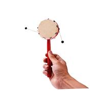 PartyKindom 2pièces Tambour à Secouer Garçon Fille Avec Poignée Rouge Bois Instrument Musical Traditionnel Peau De Mouton Pour Développement Auditif Et Motricité Lot De Jouets Éducatifs Pour g