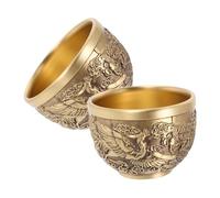 PartyKindom 2pièces Tasse à Thé Vintage Cuivre à Motif Dragon Lot De Style Rétro Chinois Pour Vin Whisky Et Bière Design Antique Décoratif