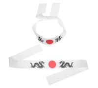 PartyKindom 2pièces Tête De Costume De Karaté Costume De Samouraï Pour Hommes Bandeau Bushido Serre-tête Japonais Toque De Chef Sushi Bandeau Ninja Japonais Accessoires Ninja De Chef Bandana h