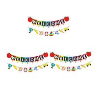 PartyKindom 3 Ensembles Bannière De Rentrée Scolaire Décorations Suspendues Pour Classe Accueil Des Élèves Pour Intérieur Extérieur 2 Pièces * 3