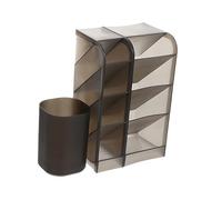 PartyKindom 3 pièces Boîte de Rangement Bureau Multi Usage Transparent Gris Organisateur de Bureau pour Pinceaux de Maquillage et Grand et Petit Modèles Cylindriques et Incliné
