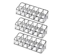 PartyKindom 3 pièces Boîte de Rangement Transparente pour Organiseur Cosmétique Compact à Compartiments Support Pratique pour Maquillage et Accessoires Facile à Transporter et Ranger