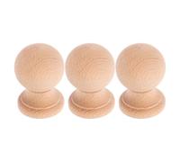 PartyKindom 3 Pièces Embout Rond en Bois Brut, Style Classique | Surface Lisse Non Peinte, Détails Sculptés, pour Poteaux de Lit et Projets de Menuiserie
